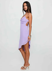 Secret Gardens Asymmetrical Midi Dress Purple