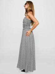 Arkadia Strapless Maxi Dress Black / White Check