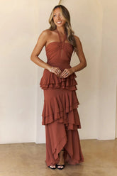 Zephyr Halter Maxi Dress Rust