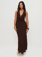 Alejandria Cowl Neck Maxi Dress Chocolate