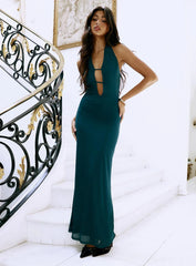Heartseeker Halter Maxi Dress Forest Green