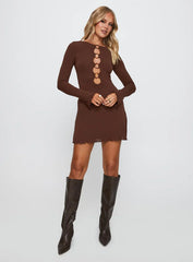 Dejonge Long Sleeve Ring Mini Dress Brown