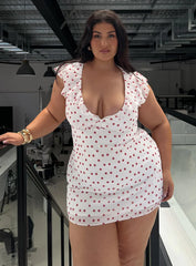 I Guess So Mini Dress White / Burgundy Curve