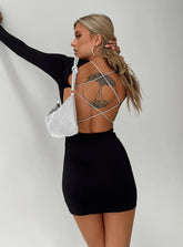 Verisha Long Sleeve Mini Dress Black