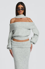 Andie Maxi Skirt - Light Grey Marl