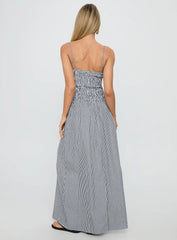 Kosie Shirred Maxi Dress Blue Stripe