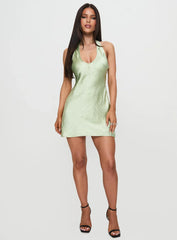 Mysteria Halter Mini Dress Green