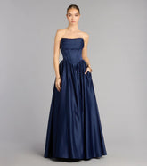 Ivana Satin Ball Gown With Pockets