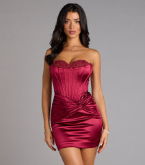 Alexia Satin Lace Bustier Mini Dress