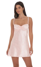 Jacquard Babydoll Dress in Baby Pink