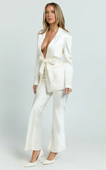 Jagger Pants - Flared Bias Cut Pants in Pearl
