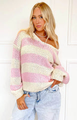 Navy Striped Chunky Knit Sweater