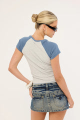 Thrills Intercept Raglan Club Tee Snow Marle