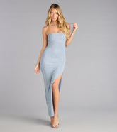 Kelly Strapless Rhinestone Slit Formal Dress