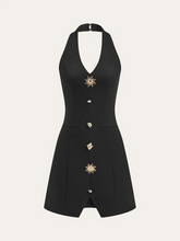 Metal Button Halter Dress