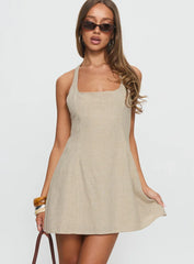 Florelli Halter Mini Dress Oat