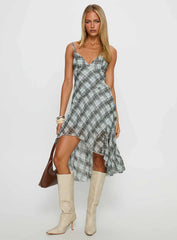 Murisa Asymmetrical Midi Dress Multi Check