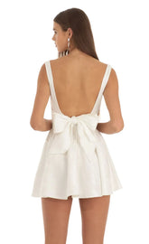 Jacquard Mini Dress in White