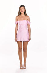 Zoella Light Pink Off The Shoulder Mini Dress