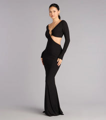 Barbara Long Sleeve Cutout Formal Dress