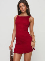 Lovely Mini Dress Burgundy