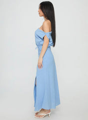 Frangelica Off The Shoulder Maxi Dress Light Blue