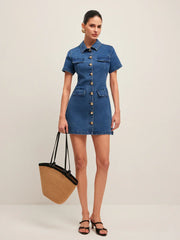 Button Denim Shirt Dress