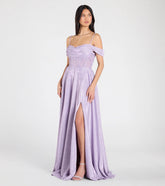 Skyler Glitter Woven Corset A-Line Formal Dress