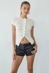 Arley Leather Belted Shorts