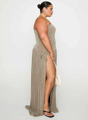 Inka Strapless Maxi Dress Taupe Curve