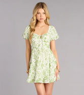 Fresh Blooms Puff Sleeve Skater Dress