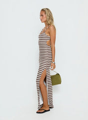 Elestria Maxi Dress Brown Stripe