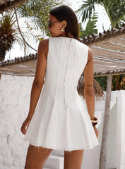 Composure Pleat Mini Dress White