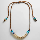 Custom Block Letter Semi-Precious Paracord Necklace - Brown
