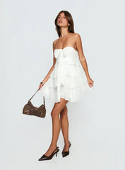 Kalari Strapless Layered Mini Dress White