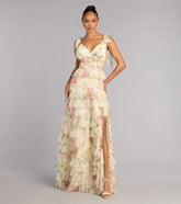 Malia Floral Ruffle A-Line Formal Dress