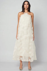 Eamon Neckless Backless Mesh Midi Dress