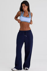 Brushed Jersey Wide-Leg Joggers in Midnight