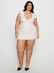 I Guess So Mini Dress White / Burgundy Curve