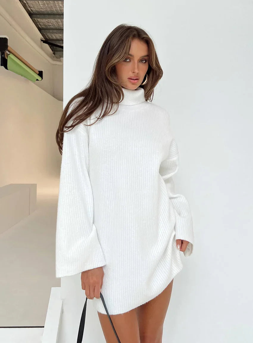 Sonelle Long Sleeve Knit Mini Dress White
