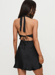 Mysteria Halter Mini Dress Black