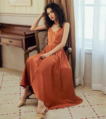 JuliaFashion - Sexy Satin Backless Vintage Dress