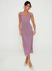 Between The Lines Lace Trim Maxi Dress Purple
