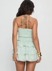 Sunkiss Frill Mini Dress Green Burnout