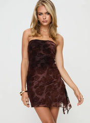 Donelli Mini Dress Brown Paisley