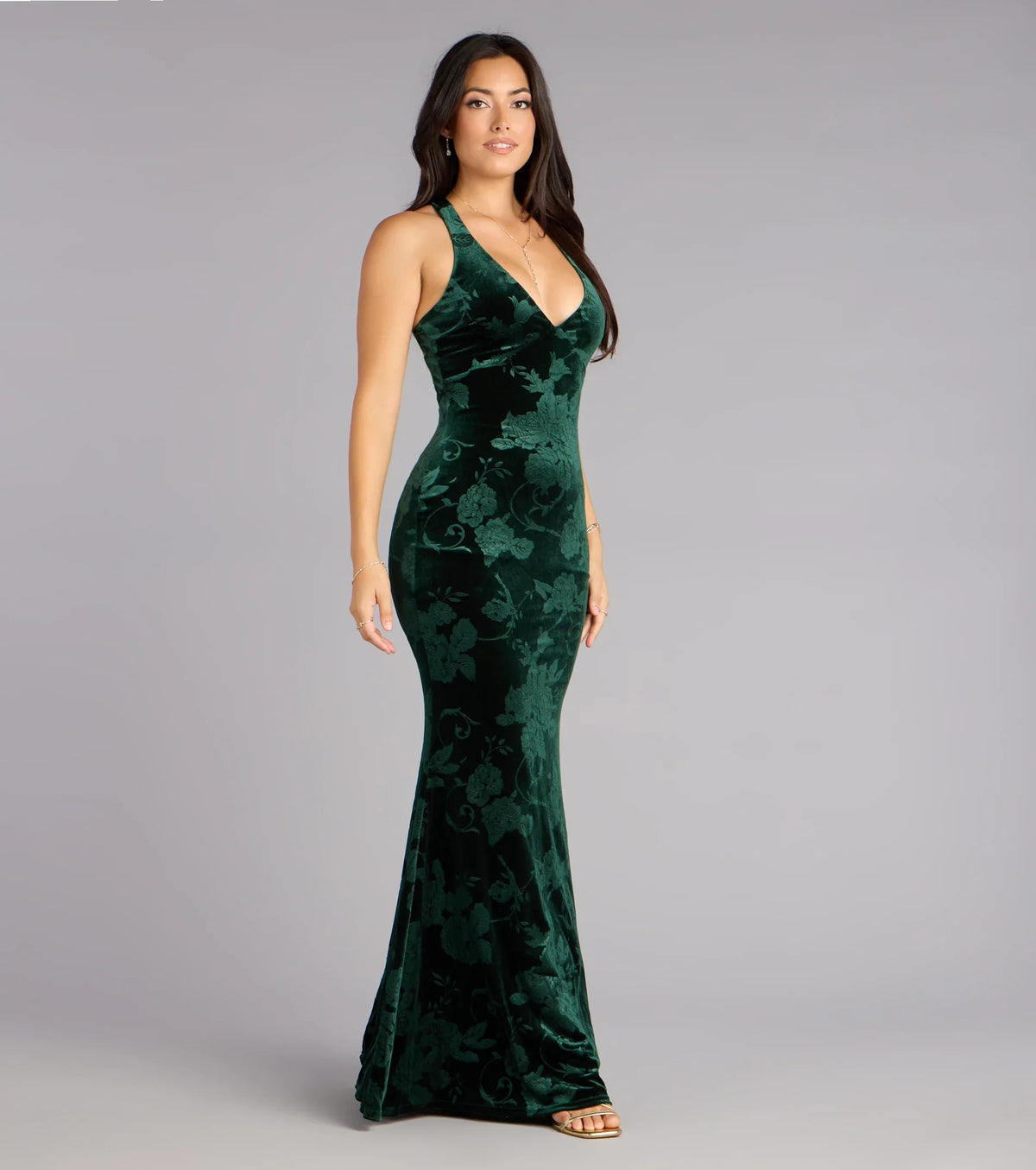 Miriam Floral Velvet Mermaid Formal Dress