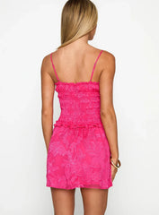 Karmic Shirred Mini Dress Magenta