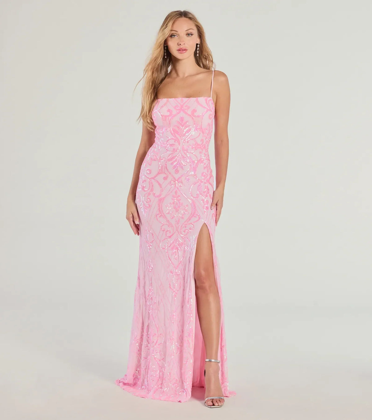 Tabitha Sleeveless Sequin Formal Column Dress