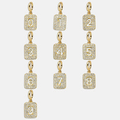 Block Pavé Number Cluster Charm - 4