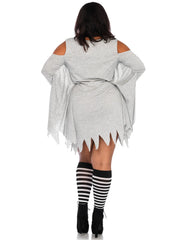 Plus Jersey Ghost Long Sleeve Halloween Dress